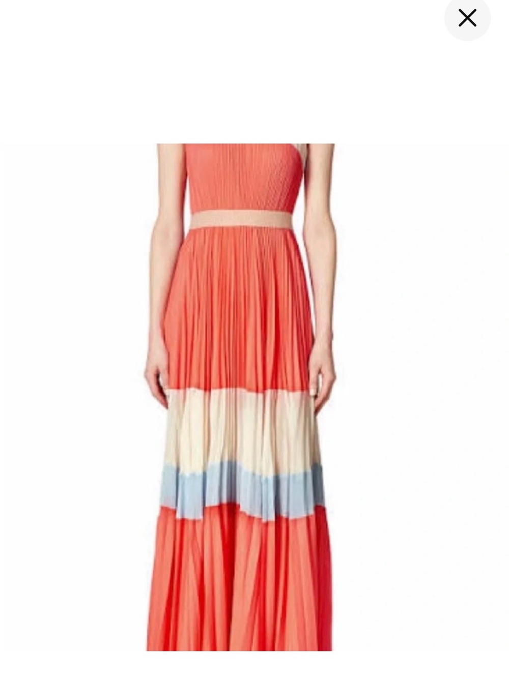 BCBG Coral Colorblock Pleated Maxi Skirt